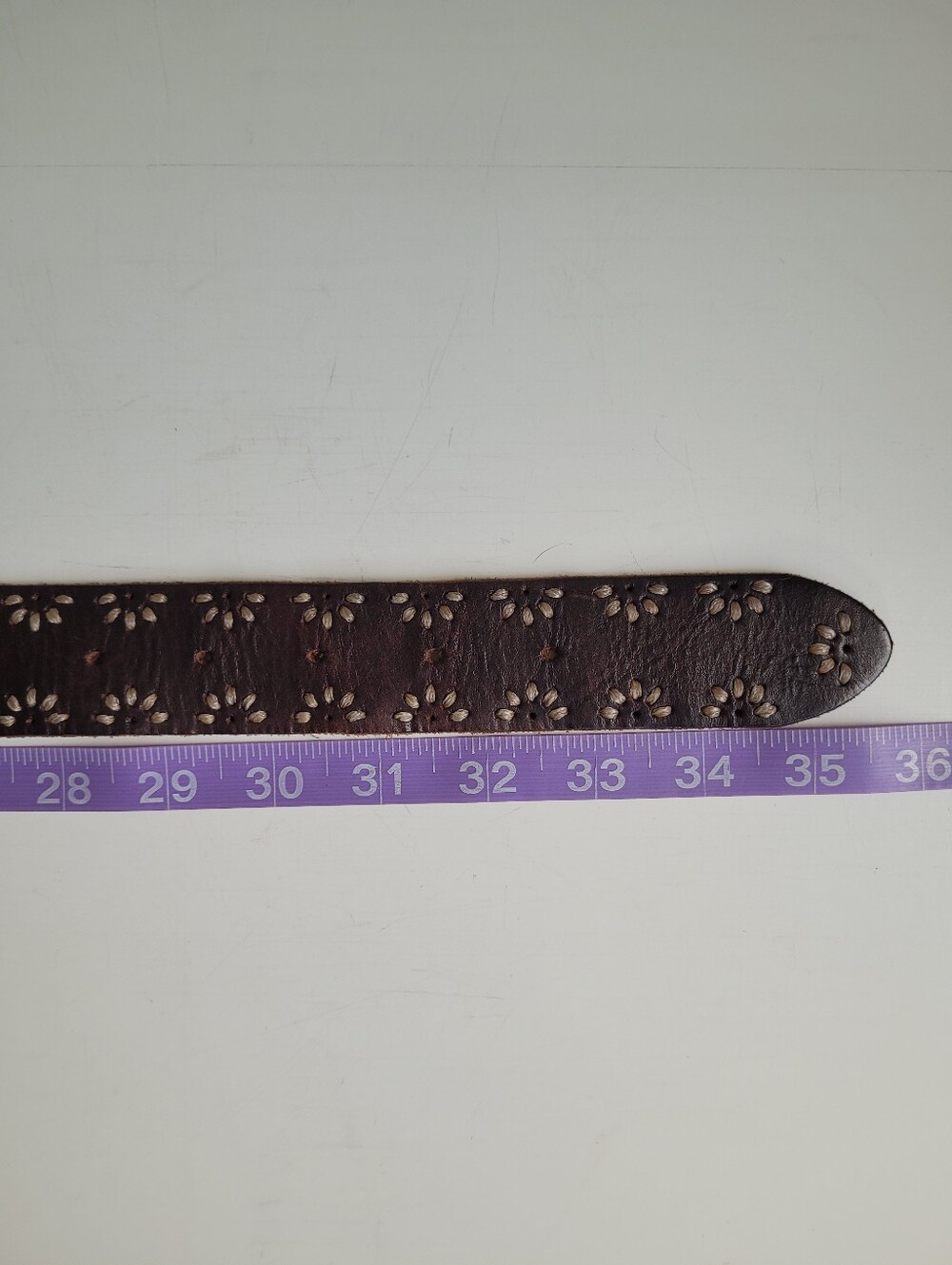 Brown Floral Tooled Embroidered Leather Women's Belt Small - Picture 5 of 5